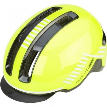 Abus HUD-Y Signal Yellow Bicycle Helmet Size S with LED Safety Features