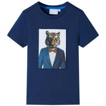 Camiseta infantil de manga corta azul oscuro 116