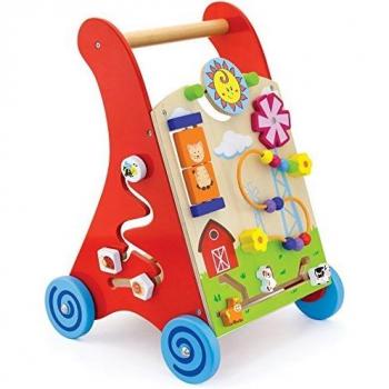 VIGA-50950 VIGA-2043635-Juguetes Primera Edad Desde-hasta Empuje Trolley-Rojo, Multicolor, 3-3 cha