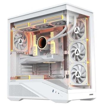 Caja ATX Abysm Arian Frame A400 Blanca con Cristal Templado, 4 Ventiladores ARGB PWM, Soporte GPU hasta 420 mm y USB Type-C