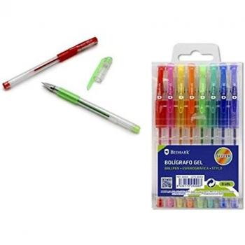 Boligrafos gel con purpurina 8 surtidos de colores