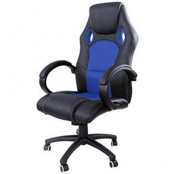 Songmics 119-129 cm Racing silla para oficina con respaldo alto color negro - Azul OBG26L