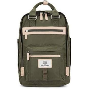 SEVENTEEN LONDON - Mochila 'Wimbledon' Moderna, Sencilla y Unisex con un Acabado Verde Oscuro en el Estilo de una Mochila escandinava, computadora portátil de hasta 13