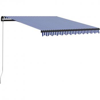 Toldo Manual Retráctil Azul y Blanco 350x250 Cm
