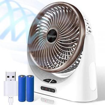 OCOOPA Ventilador de escritorio, batería silencioso oscilante automático de 6.5 pulgadas, enfriamiento, fuerte, de 4 velocidades, 4000 mAh USB batería recargable