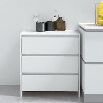 Aparador de madera contrachapada blanco 70x41x75 cm - Mueble de Almacenaje de Salón, Buffet para salón Moderno, Armario Auxiliar, Armario de Almacenamiento
