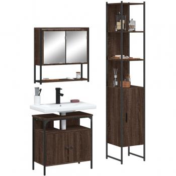 Conjunto de muebles de baño 3 piezas marrón madera roble multicapa