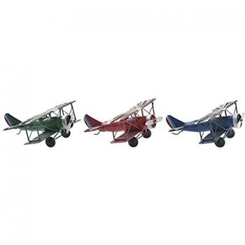 Figura Decorativa Avioneta Vintage DKD Home Decor - 16 x 15 x 6,5 cm (3 Piezas)