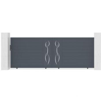 Pack puerta corredera 4m LIFE 400x140 cm + 2 postes de aluminio H.166 cm Gris