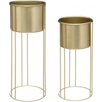 Juego de 2 macetas metálicas en color dorado - 18 x A. 14 cm / 21 x A. 16 cm