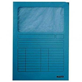 Carpeta de presentación Leitz con ventana, 140g A4 azul, paquete de 100.