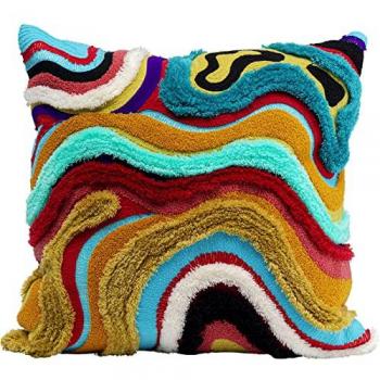 Cojín Decorativo de Diseño Moderno con Ondas Multicolor, 45x45cm, Funda Extraíble con Cremallera, Estilo Pop Art