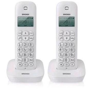 Teléfono Cordless Brondi Gala Twin DECT Blanco con Identificador de Llamadas y 20 Entradas