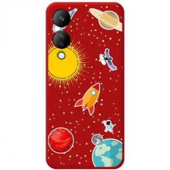 Funda Silicona Líquida Roja Espacio para Vivo Y17s con Dibujos