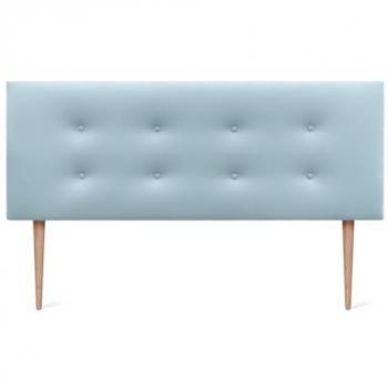 Cabecero Tapizado de Polipiel Aqualine Pro con 2 Hileras de Botones y Patas - Luxe (150x105cm, Celeste)