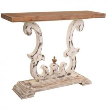 Recibidor de Madera Tallada Blanco 120x36x92h Cm - Elegancia y Artesanía