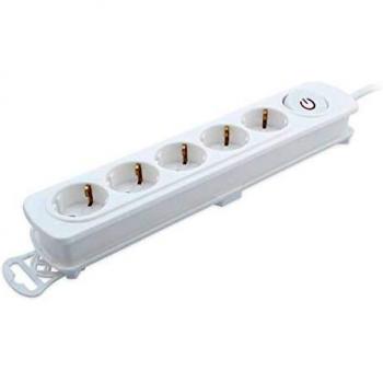 TM Electron TMUAD205WH - Base múltiple de 5 tomas con interruptor, color blanco