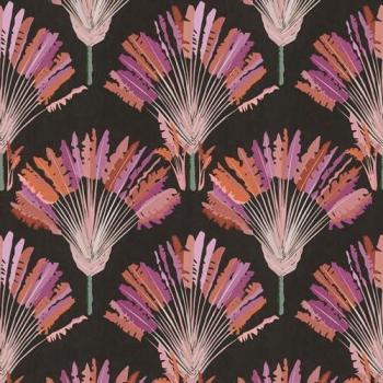 Papel pintado naturaleza Profhome 377083 papel pintado no tejido liso con ornamentos florales mate negro naranja púrpura rosa 5,33 m2