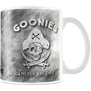 Oficial los Goonies nunca dicen mueren cráneo logotipo gris taza de café - en caja regalo Retro
