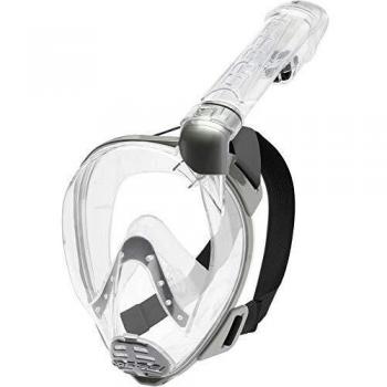 Máscara de snorkel Cressi Baron unisex transparente con diseño facial completo, sistema de respiración antiempañamiento, válvula de drenaje, correa ajustable y visor panorámico