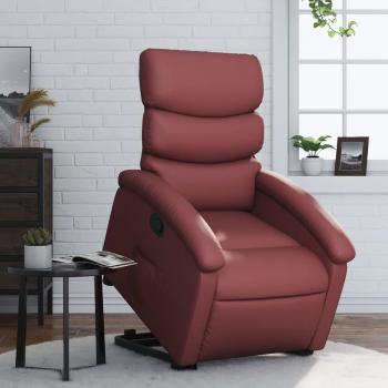 Silla de elevación reclinable de vino de cuero rojo