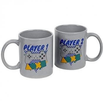 Paladone PP4922PS Playstation Player One & Player Two Mug Set | Taza de cerámica para té de café | Una forma única y súper divertida de beber tu bebida favorita, 330 mililitros
