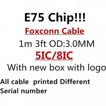 Cable de carga y datos USB E75 Original 1M/3 pies para iPhone 5S, 6, 6S, 7, 7 Plus, 8 y X - Lote de 10 unidades con caja nueva