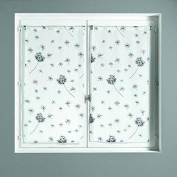 HomeMaison 09504 - 2-al - Juego de 2 cortinas bordado Etamine/poliéster blanco 1 x 60 cm