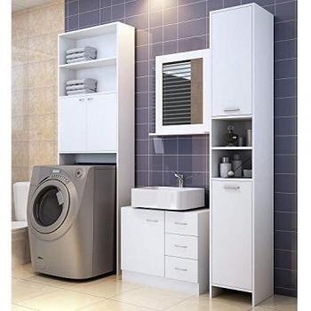 Mueble de baño bajo lavabo blanco con 3 cajones y 1 puerta 63x54x30 cm