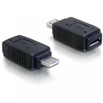 Adaptador USB Micro-A+B Hembra a Micro-A Macho Delock 65032 - Data y Video, Negro