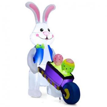 4-Foot Inflatable Easter Bunny with Pushing Cart