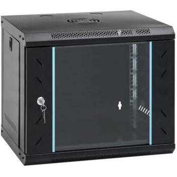 Armario rack de servidores de pared 9U 19 IP20 53x40x30 cm, color gris y negro