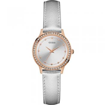 Reloj de Mujer Guess Chelsea W0648L11 - 30 mm, Correa de Cuero, Color Plateado