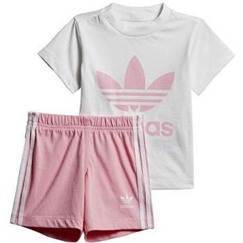 adidas SHORT TEE SET Set, Unisex niños, Top:White/Light Pink Bottom:Light Pink/White, 1824