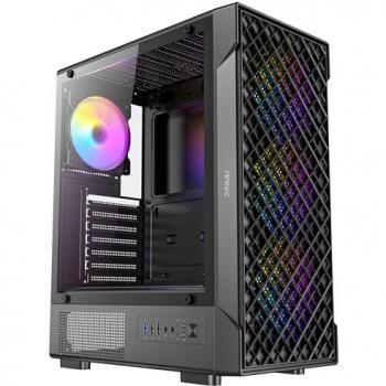 Caja Midi Torre Antec VX-320 ARGB Negra con 4 Ventiladores RGB y Panel Templado para ATX, Micro-ATX y Mini-ITX