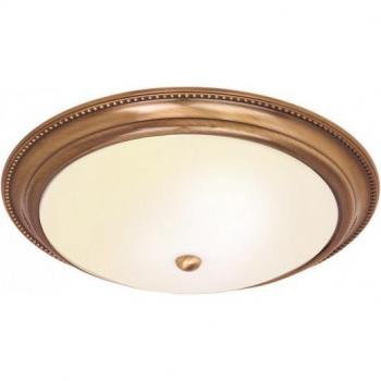 Lámpara de techo empotrada Atlas de 2 luces en latón antiguo y vidrio ácido, E27