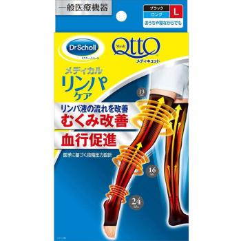 Dr. Scholl Japan Medi Qtto Lymphatic Care Open-Toe Compression Stockings - Size L