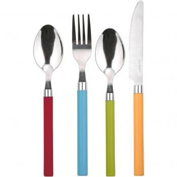 Renberg Happy Colors Cubertería de 24 Piezas en Acero Inoxidable, Multicolor, centimeters