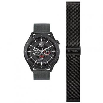 Reloj Inteligente BREIL BC-1 Hombre, Doble Correa Intercambiable en Tela y Malla Negra, Bluetooth, Diámetro 46.5 mm, Movimiento SMARTMODULE