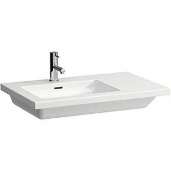 Lavabo Asimétrico Laufen Living Square 75x48cm, Sin Hueco para Grifo, Con Desagüe, Repisa Derecha