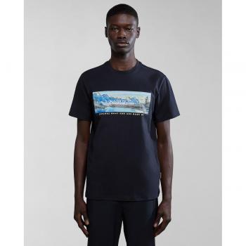 Camiseta de hombre Napapijri S-Canada de manga corta con cuello redondo en color negro intenso - XL