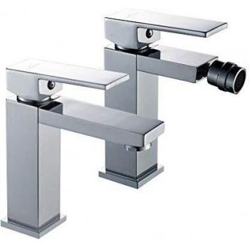 Auralum - Grifo WC Bidet Mezclador Bidé + Grifo Lavabo Monomando con Aireador Latón Cromado
