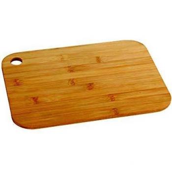Tabla de Cortar 2 en 1 de Bambú Reversible con Bandeja de Servicio, 28x20 cm, Marrón