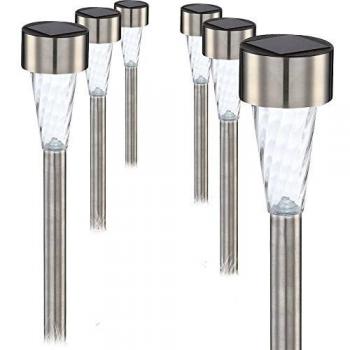 Set de 6 Lámparas LED Solares Globo con Pica de Acero Inoxidable