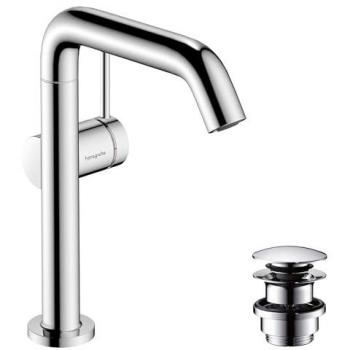 Grifo monomando alto para lavabo Hansgrohe Tecturis S Fine 210 con caño giratorio, sistema de vaciado Push-Open y tecnología CoolStart, color cromo