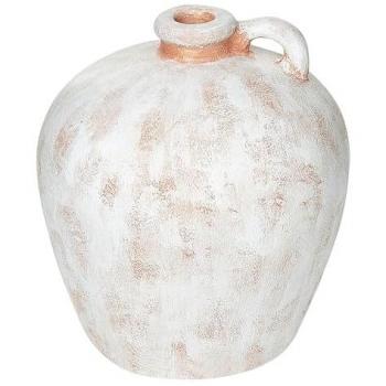 Jarrón Decorativo de Terracota Blanco Hecho a Mano de 30 cm con Efecto Desgastado
