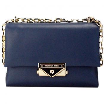 Cece Small Navy Vegan Leather Convertible Flap Crossbody Bag