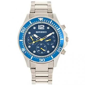 Breed Pegasus Men's Bracelet Watch - Blue/Silver, Day/Date Feature