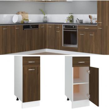 Armario bajo cocina contrachapada roble marrón 30x46x81.5 cm con cajón de madera multicapa