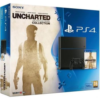 Consola PlayStation 4 500GB Negra + Uncharted: La Colección de Nathan Drake + PS Plus 3 meses